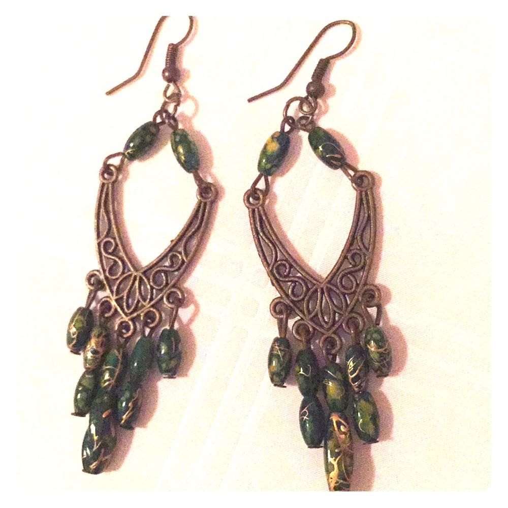 Miao Hill Tribe Earrings, Bronze Filigree